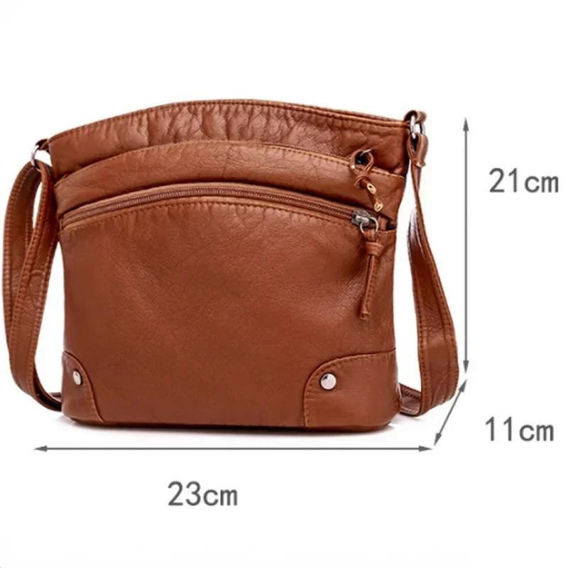 Borsa a tracolla da donna in pelle morbida Nuova borsa da donna retrò di grande capacità a scomparti multipli Borsa monospalla multi tasca