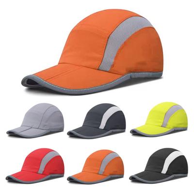 Long Peaked Cap Unisex Sunshade Anti-UV Good Breathability Hollow Mesh Foldable Reflective Strip Sweat Absorption Band Quick-Drying Sports Hat