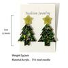 Christmas Glitter Acrylic Christmas Tree Stitching Earrings For Women Fashion Earrings Festive Popular Jewelry
