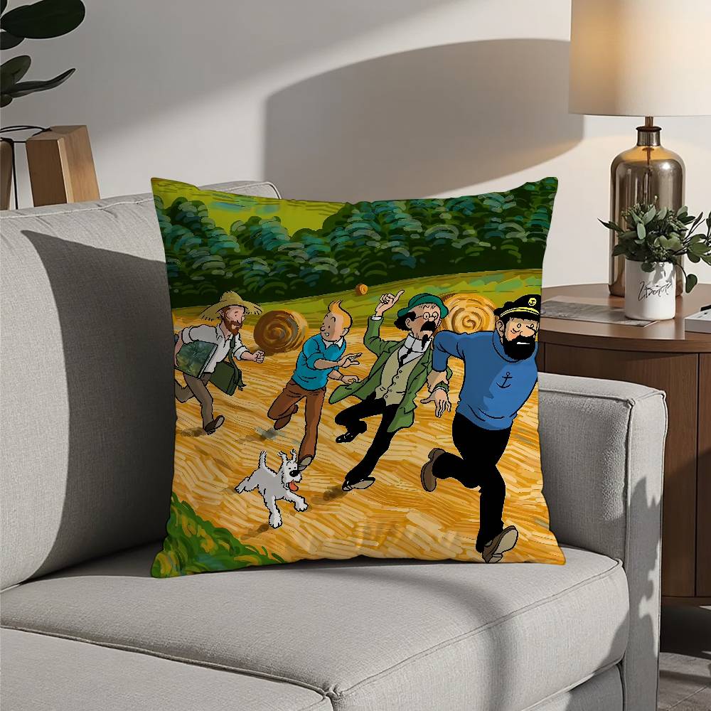 

Аниме Т-Тинтинес Наволочка 3D Принт Полиэфирное волокно 40*40см Дом Диван Декоративная подушка Фестивальный подарок 12x12in 30x30cm