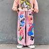 Y2k Graffiti Cartoon Women Hip Hop Straight Pants Streetwear Fashion Spring Autumn New Letter Loose Casual Wide Leg Trousers