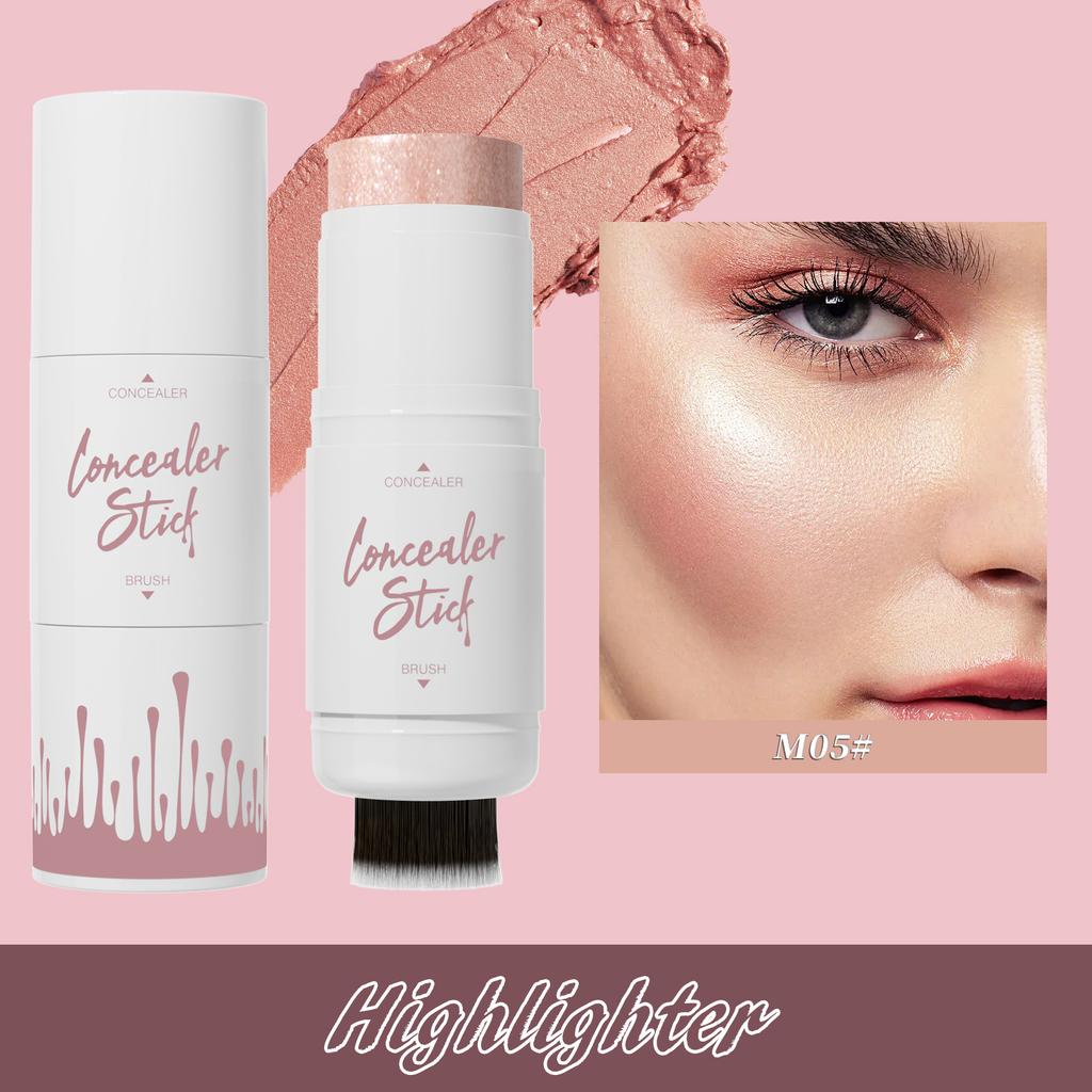Double Head With Makeup Brush Grooming Stick, Multi-Functional Highlight Shadow Blush Grooming Cream