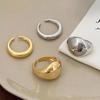 Real  Sterling Silver 18K Gold Round Opening Rings for Women Exaggerated Trendy Fine  Geometric Accessories
