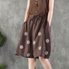 Summer New Cotton Linen Vintage Printing Half Length Pants Ladies Loose Casual All-match Fashion Lace Up Wide Leg Shorts Women