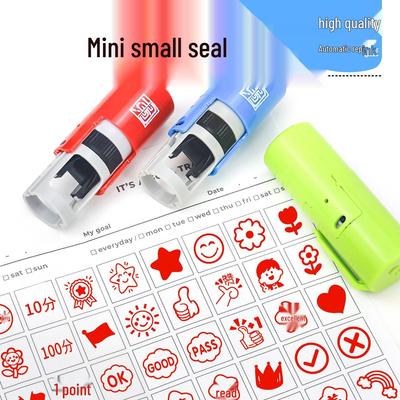 Kids' Cartoon Stamps for Teacher Rewards: "Great Job" Thumbs Up, Smiley Face, Star, Red Flower Encouragement