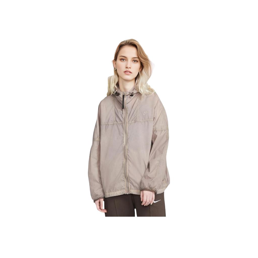 Nike Sportswear Tech Pack-3 Solid Color Zipper Long Sleeve Hooded Packable Jacket Women jackets Moon-Fossil-Gray DM6507-087