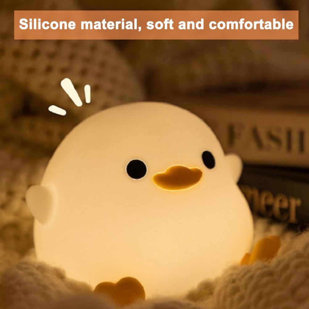 Silicone Duck Pat Night Light Simple Touch Lamp Eye Caring Atmosphere Light 7 Light Colors Cute Nursery Nightlight for Kids Room