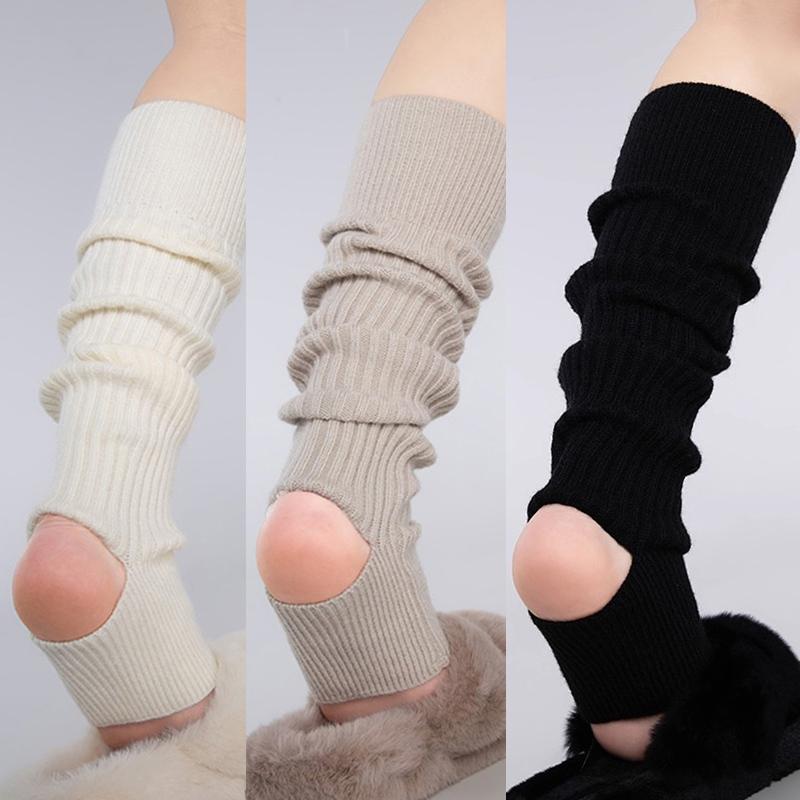 Long Socks For Women Stirrupped Leg Warmers Autumn Winter Over Knee Boot Cuffs Girl Knitted Over-the-calf Leggings Socks