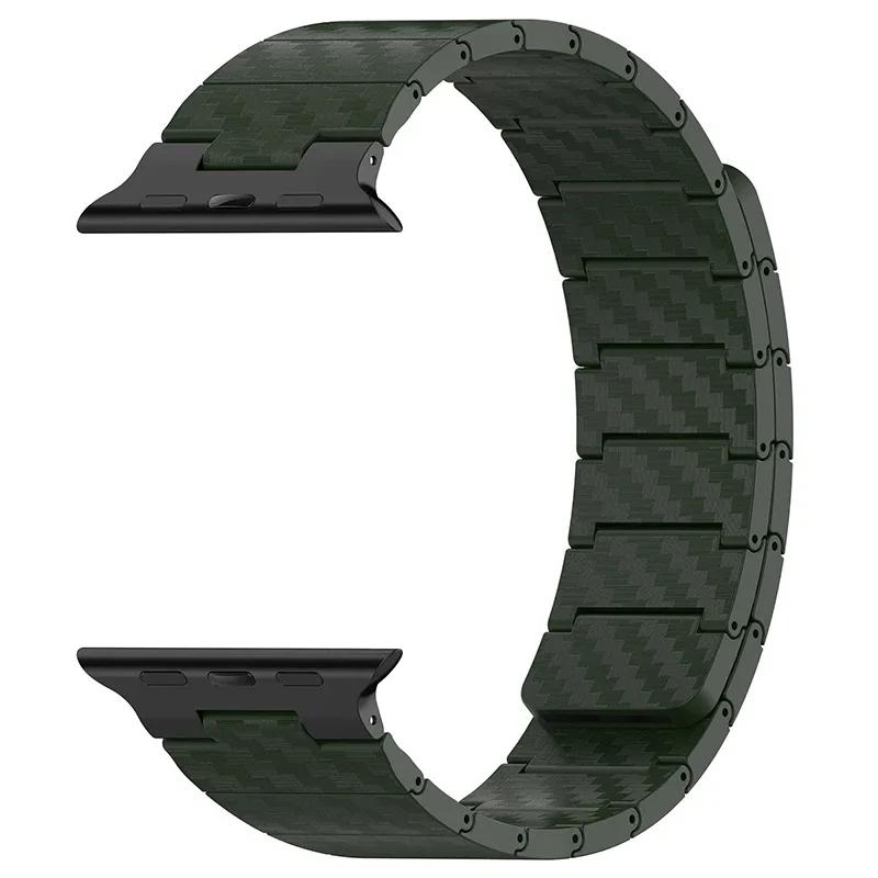 Carbon Fiber Strap+PC Case For Apple Watch Band Ultra 2 49mm 45mm 41mm 44mm 40 42mm Magnetic Bracelet iWatch 9 8 7 6 5 4 3 SE
