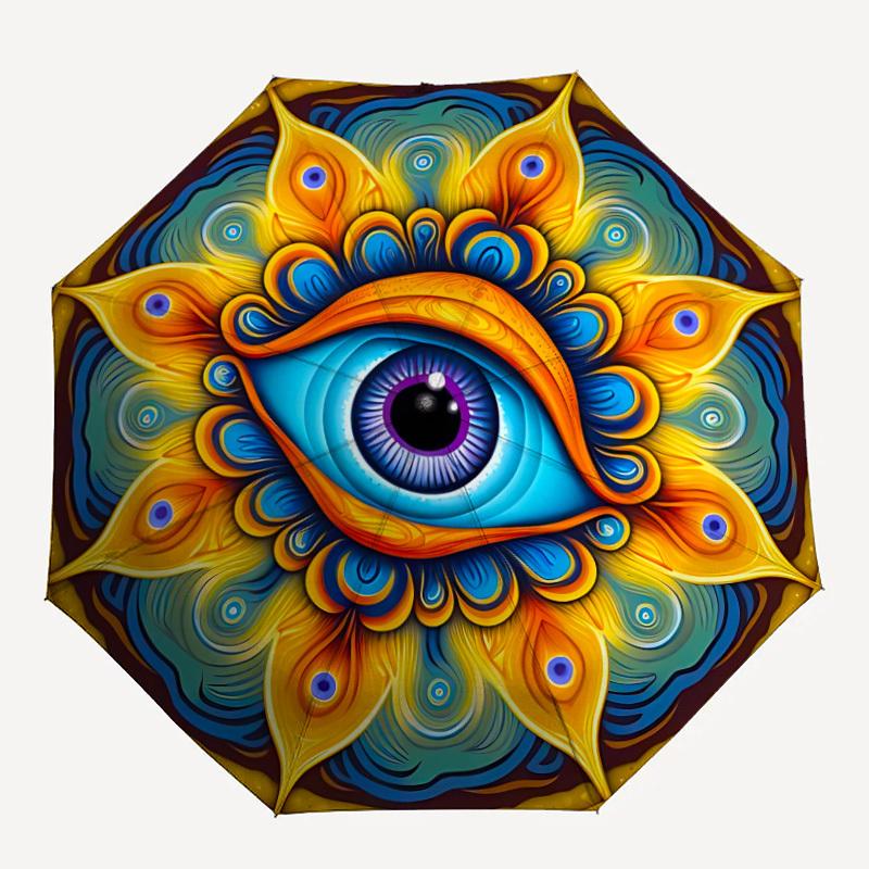 

1PC Mystic Eye Mandala Automatic Open/close Umbrella with 8-Rib Structure for Women/Men, All-Season Use - Fashion Lovers yy250919012