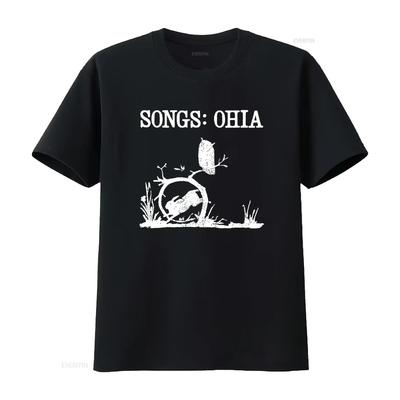 Songs Ohia T-Shirt S 5XL Einzigartiges Schwarz-Weiß-Tierprint-Design vintage gewaschen Leicht Streetwear Designerbekleidung Stilvoll