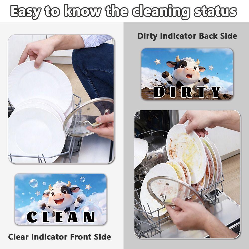 Cartoon-Tiertellerwäscher-Aufkleber Sauber/Schmutzig-Anzeige Kratzfest Geschirrspüler Sauber/Schmutzig-Schild Magnetischer Statusanzeiger