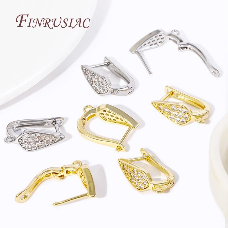DIY Women's Earring Making Supplies 18K Gold Plated Creative Inlaid Zircon Earwire Fasteners Earring Hooks Accessories