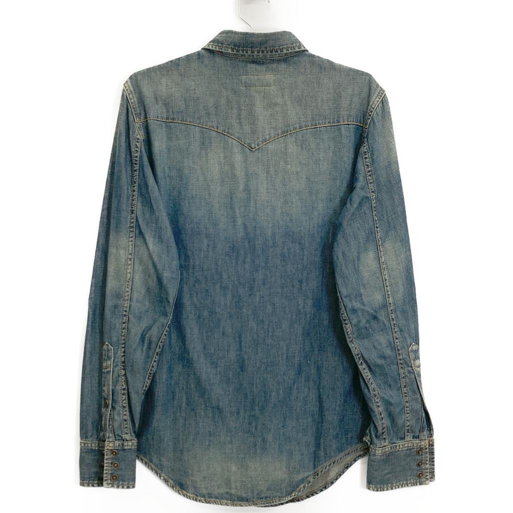 SAINT LAURENT PARIS EDITORIAL Indigo 597059 Long Sleeve Denim Shirt tops S IndigoUsed