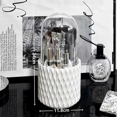 Rotating Makeup Brush Storage Tube Cosmetic Storage Box Desktop Pen Holder Lipstick Eye Shadow Organizer Plastic Material