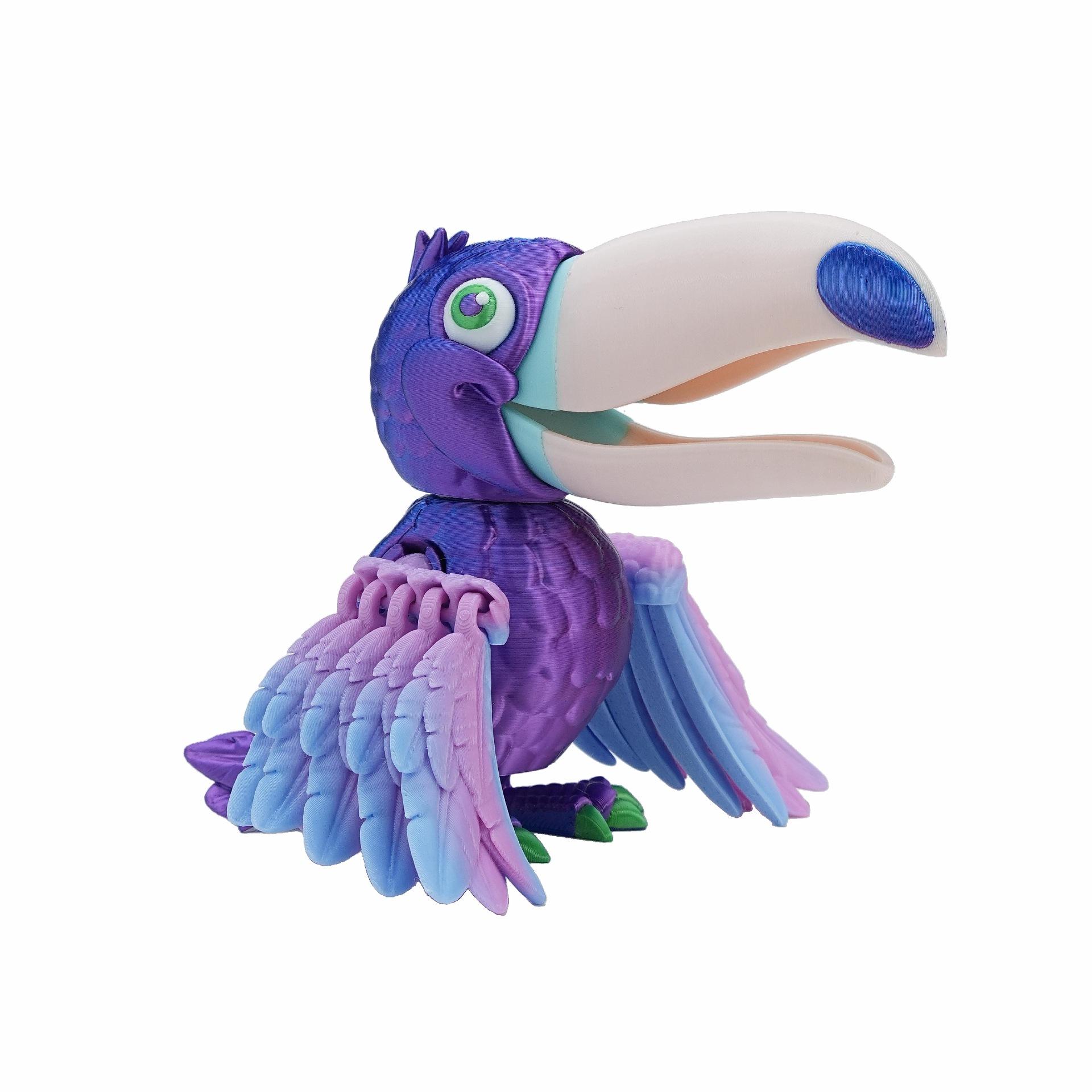 

3D Printed Colour Big-mouth Bird Toy Joint Movable Simulation Animal Bird Model Home Decor Office Ornaments Kids Collection Gift синий