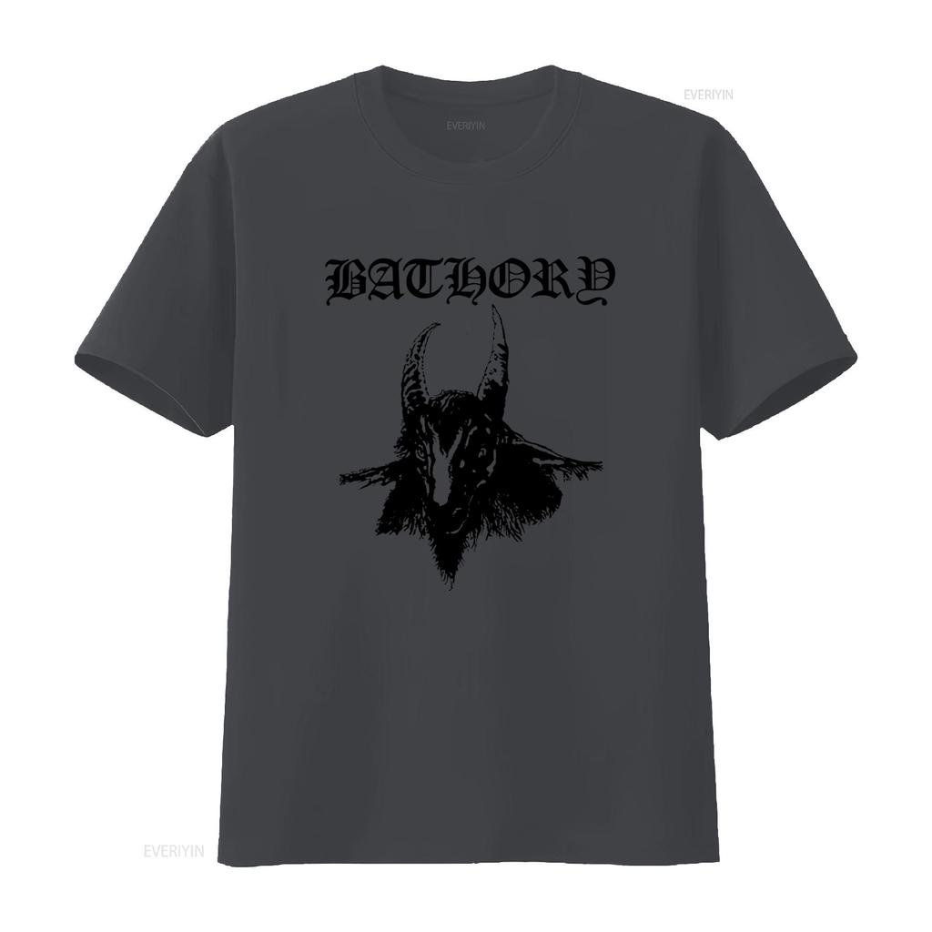 BATHORY Tričko s potiskem kozí hlavy Velikosti S M L XL XXL Barvy Bílá Šedá vintage Vyprané Lehce prodyšné Unisex designové oblečení