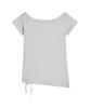 PRENDA Corset Detail One-Off-Shoulder Short Sleeve Gray