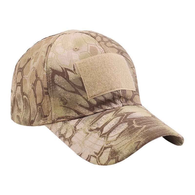 Camouflage Tactical Sunshade Hat: Python Pattern, All-Season Climbing & Training Cap with Velcro.