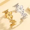 Retro Old Money Style Adjustable Gold-Plated Stainless Steel Flower Bracelet for Women