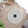 Crystal velvet carpet Modern Round Area Mat -  Crystal Velvet, Non-Slip Dot Backing, Black & White Line Design,