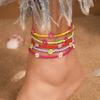 5 Stück Bunte Boho Handgemachte Blumenperlen Fußkettchen für Damen Mädchen Mehrschichtiges Knöchelarmband Kette Fußschmuck Geschenke