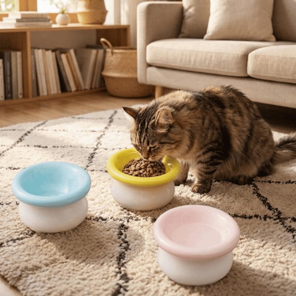 Large Capacity Cat Elevated Bowl Ceramic Pet Food Bowl Pet High Foot Bowl For Dogs Cats