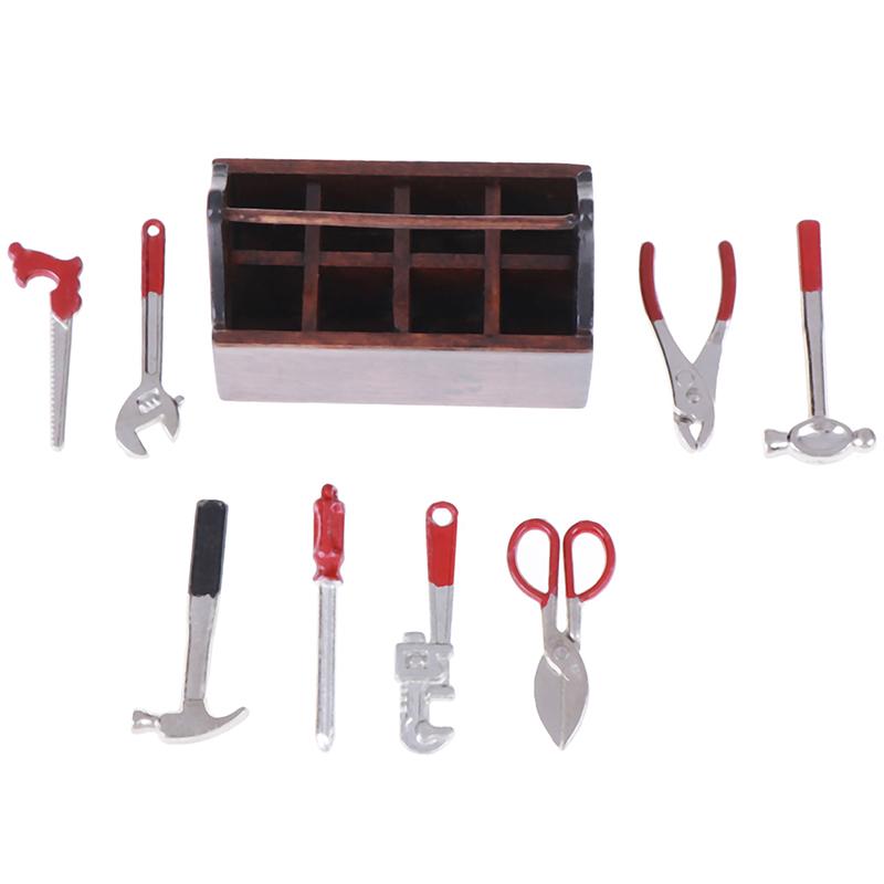 1Set 1:12 Dollhouse Miniature Toolbox Handmade Doll House Accessories Tools Sets