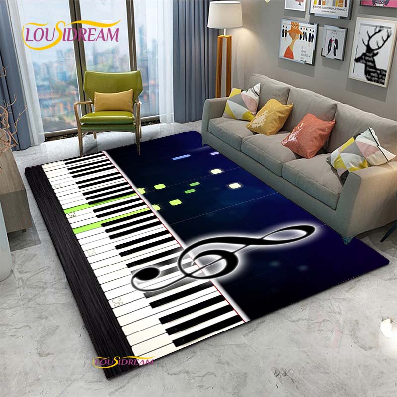 Alfombra de Vinilo con Notas Musicales Negras Vintage para Decoración de Sala de Estar Dormitorio Alfombras de Área Cocina Felpudos Antideslizantes Alfombra Regalo de Cumpleaños