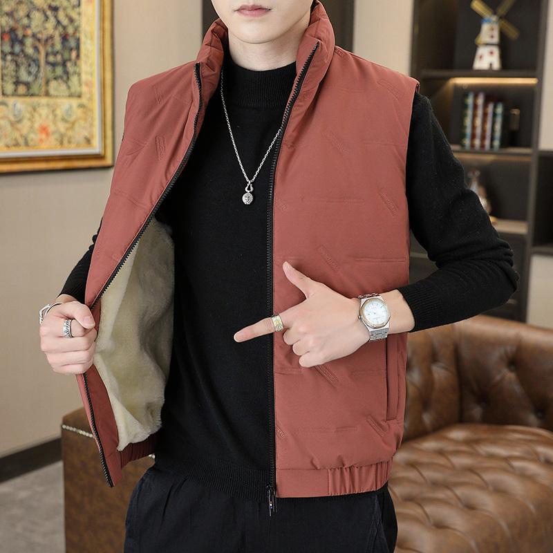 Lamb Velvet Men's Vest, Autumn and Winter Trendy Down Cotton Vest Warm and Velvet