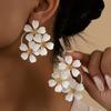 Fashion Black White Green Flower Earrings for Women Vintage Bohemian Summer Plant Romantic Party Jewelry Accessories