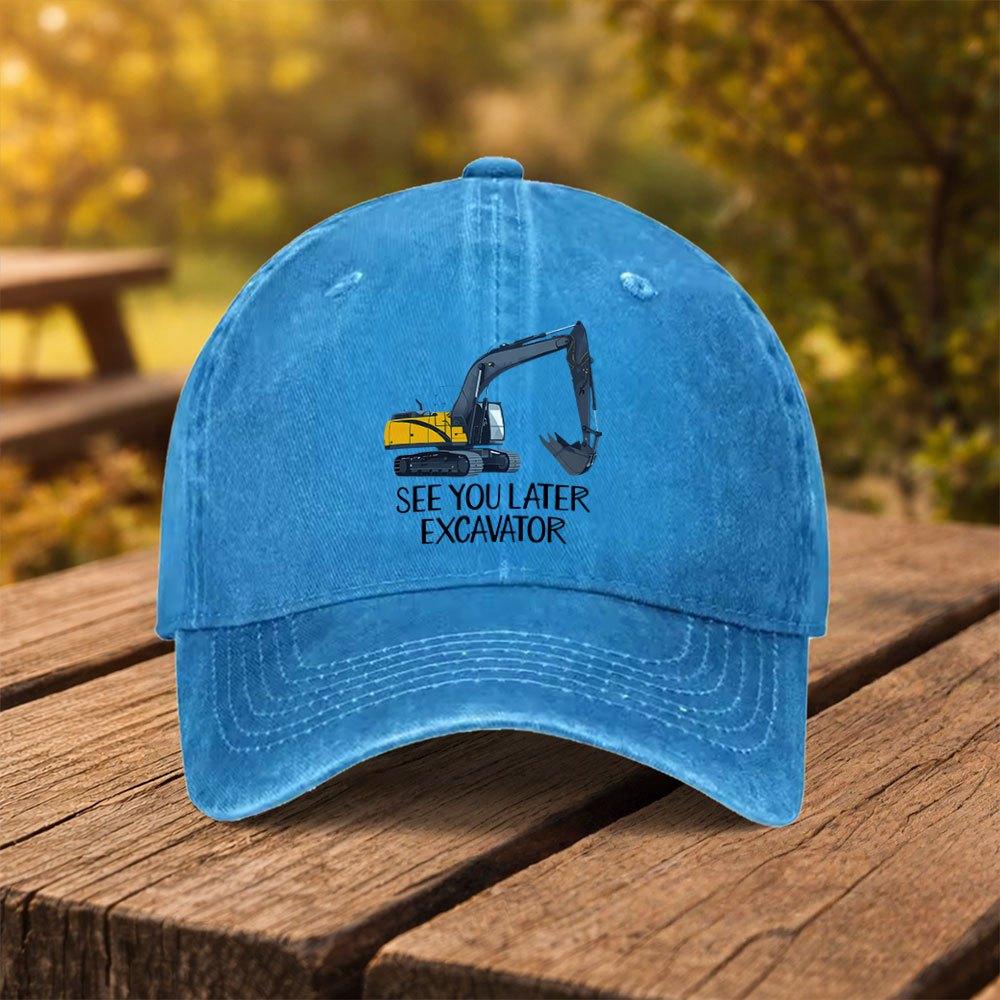 Excavator Pattern Baseball Cap Unisex Duckbill Hat for Outdoor Sports Fitness Travel MultiColor