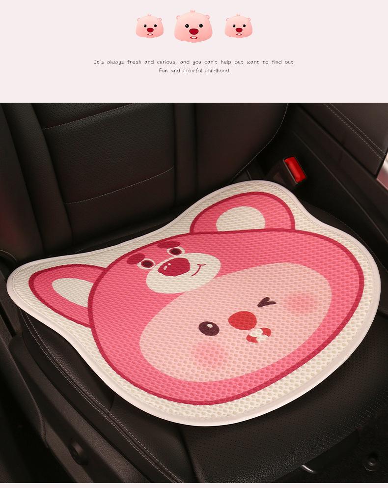Pink Cartoon Beaver Women's All-Season Car Seat Cushion for BYD Seagull Dolphin.