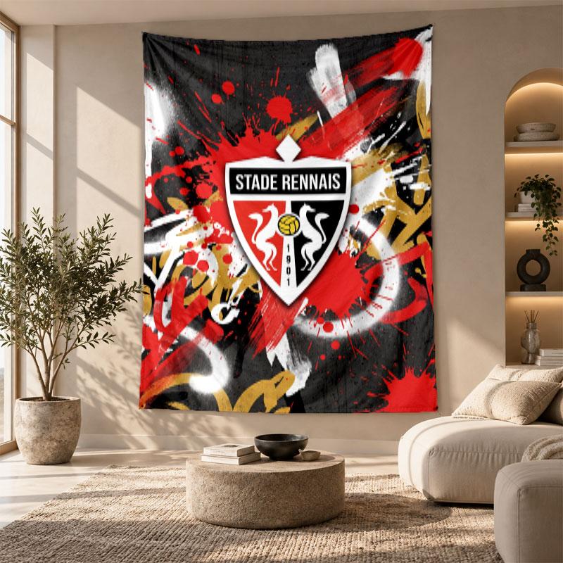 Decorative Tapestry,Stade Rennais FC Printed Wall Art, Lightweight Wall Hanging For Bedroom Background