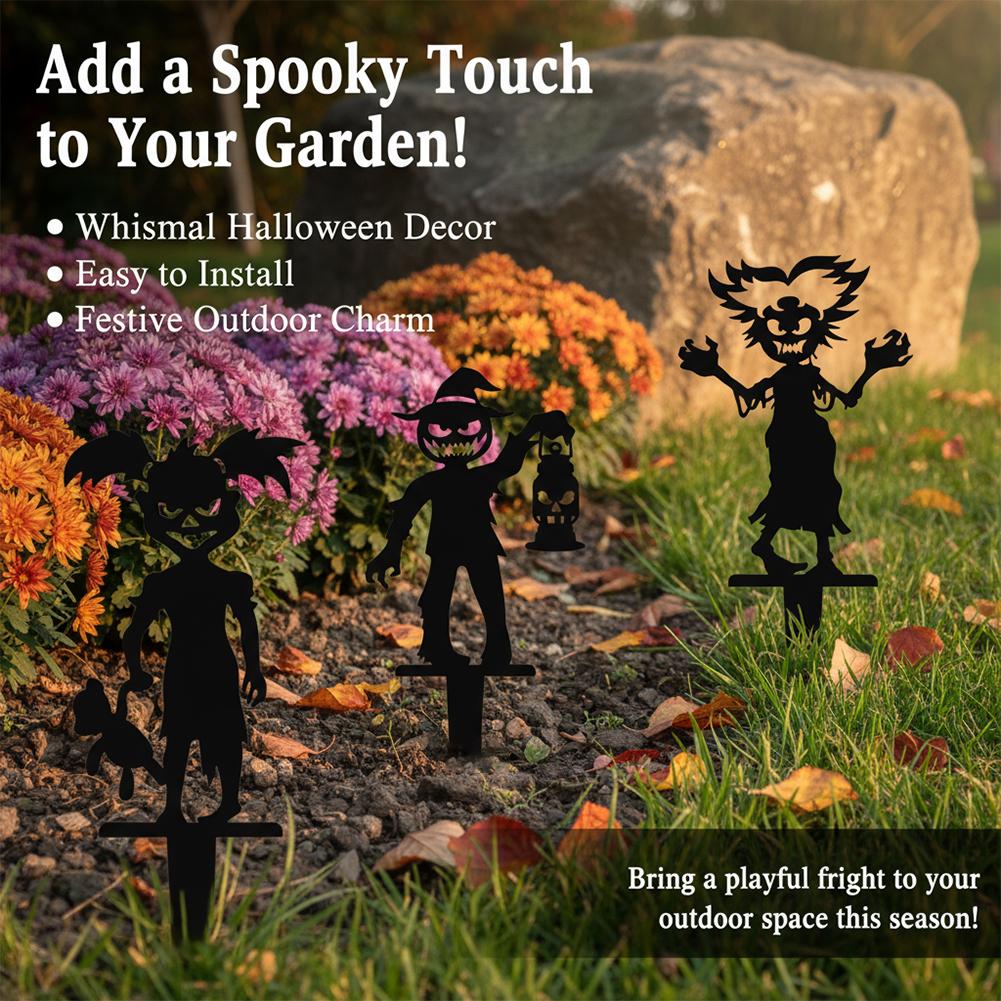 Halloween Hollow Metal Ground Stake Ornament Rustproof Iron Art Insert Decor Outdoor Courtyard Garden Lawn Landscape Party Decor