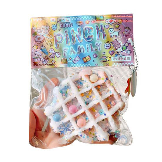 Waffle Squeeze Toy Slow Rebound Stress Relief Bunny Dessert Cat Paw Squishes Sensory Fidget Pinch Toy Kids Adults Birthday Gift