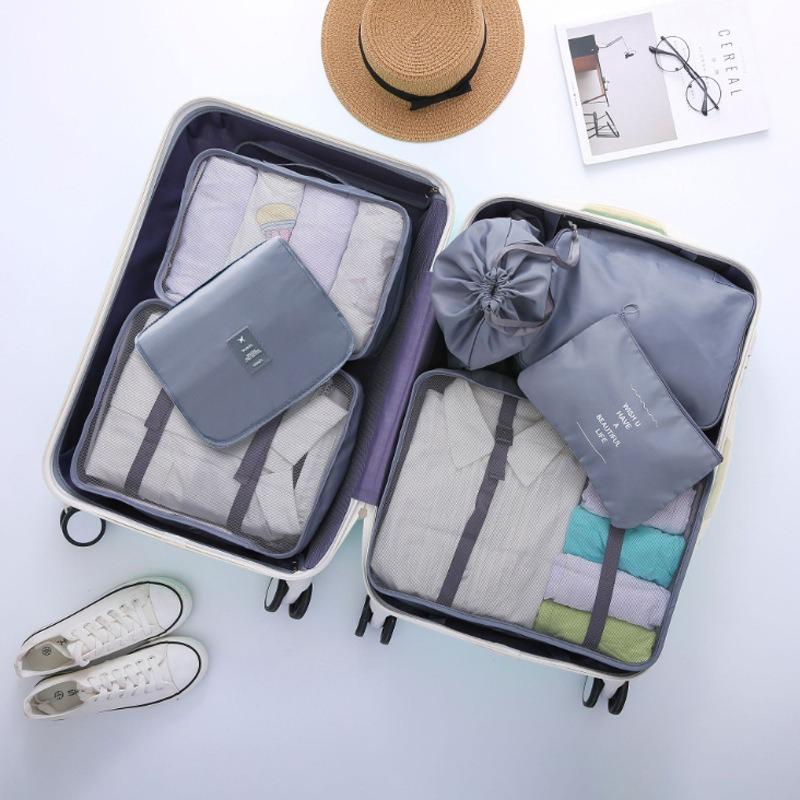 7-piece Set Travel Bag Organizer Clothes Luggage Travel Organizer Blanket Shoes Organizers Bag Suitcase Pouch Packing Cubes