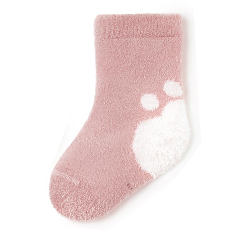 Ciepłe skarpetki średniej długości wyściełane aksamitem dla dzieci w wieku 0-3 lat: Jesienne i zimowe skarpetki frotte dla niemowląt