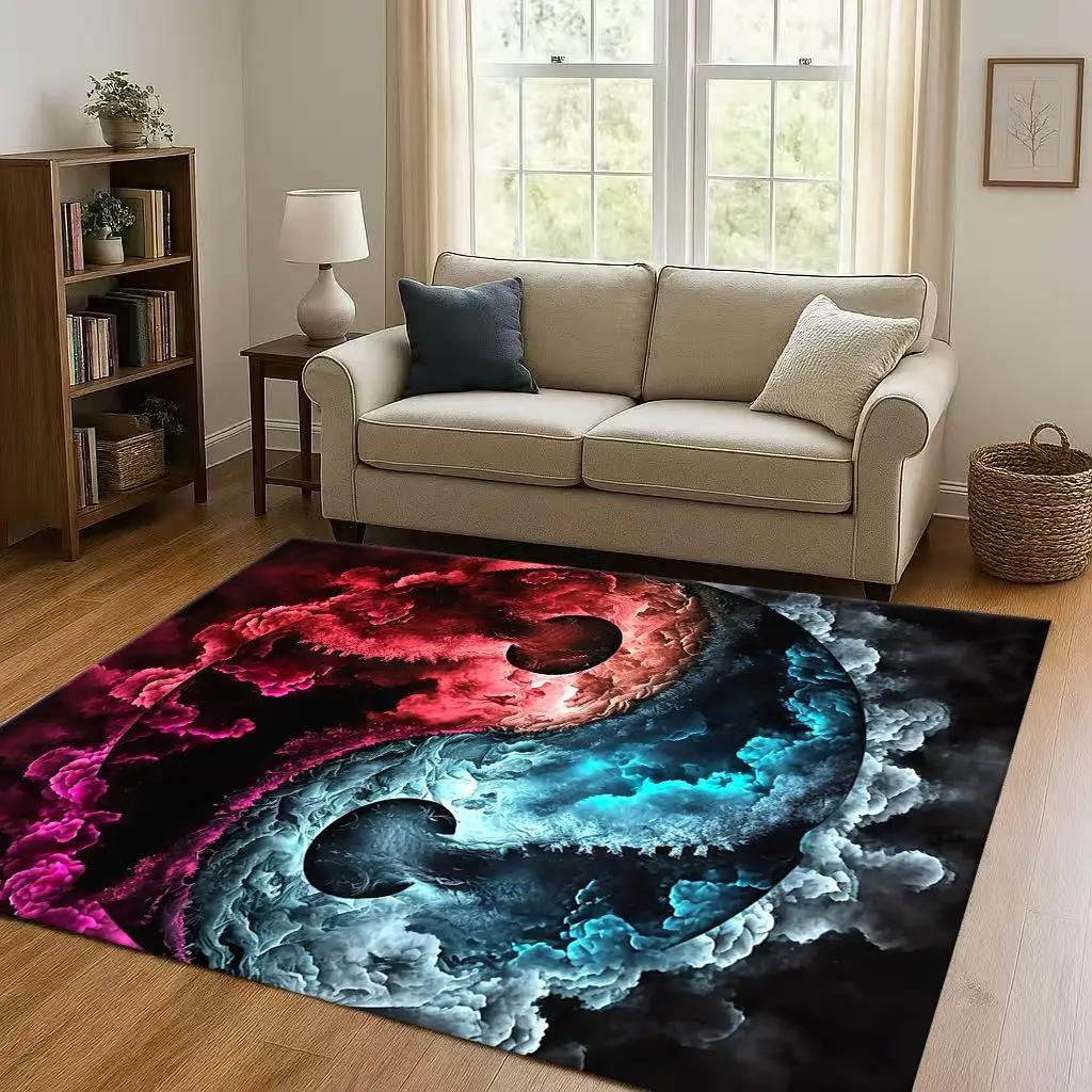 Yin Yang Chinese Tai Chi Natural Balance Art Living Room Non-Slip Area Rug Soft Carpet for Bedroom Sofa Home Decor Doormat