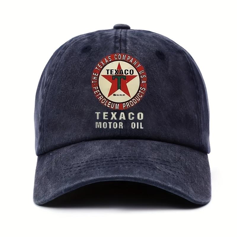 Texaco Car Oil Pattern Printed Washed Baseball Cap In a Vintage Urban Style Adjustable Dad Hat Suitable for Both Men And Women