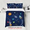 3-Piece Starry Sky Space Planet Astronaut Pattern Print (1 Duvet Cover+2 Pillowcases No Core) Comfortable Bedding Set