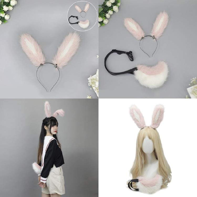 Bandeau Oreilles de Lapin Queue d'Animal Faite à la Main Headwear Oreilles de Lapin Longues Accessoires Cosplay Anime Queue de Lapin