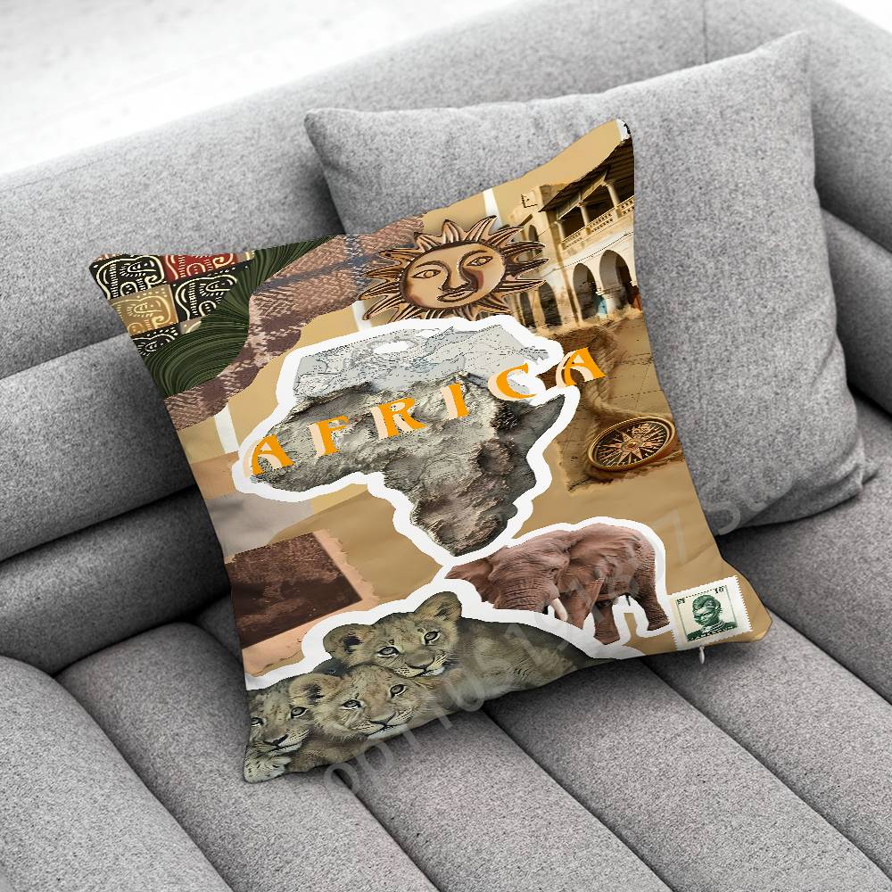 Africa Map ART Throw Pillow Case For 50x50cm 40x40cm 55x55cm 45x45cm 30x30cm Square Bedroom Pillowcase Cover