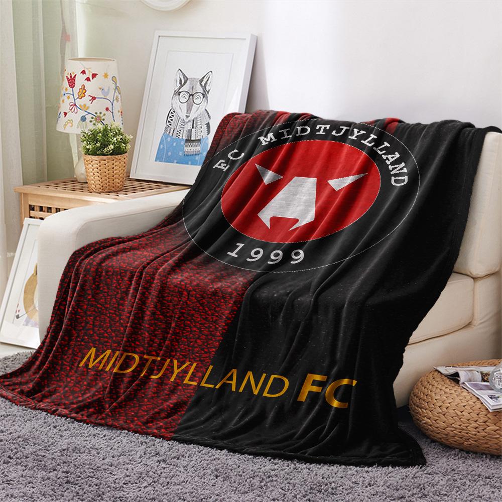 FC Midtjylland Flanelldecke mit Aufdruck, Hohe Qualität, Bequem für alle Jahreszeiten, Heimdekoration, Wärme und Komfort