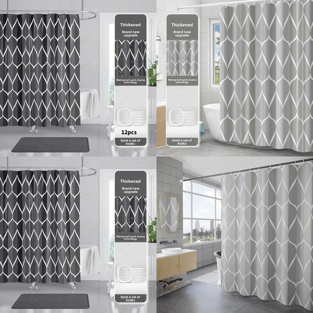 Heavy Duty Waterproof Polyester Bathroom Curtain With Custom Logo Print For Home And Commercial Use
