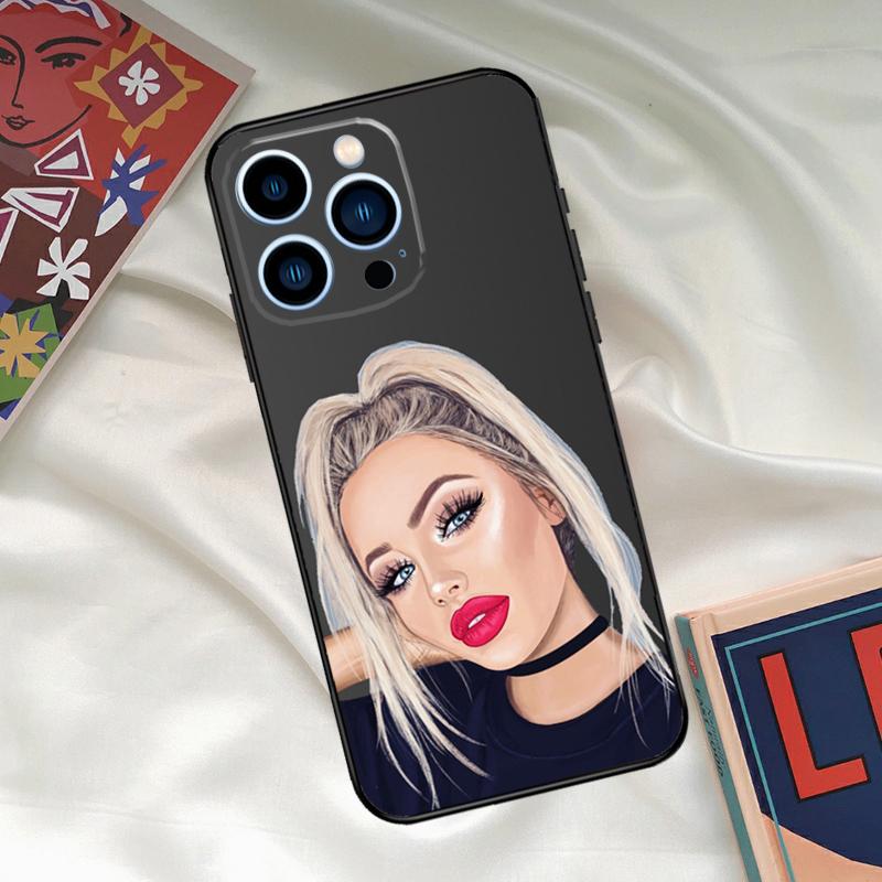 Fashion Girl Art Phone Case For iPhone 16 15 14 13 12 11 17 Pro Max 15 16 Plus 12 Mini 16e 17 Air Funda Cover