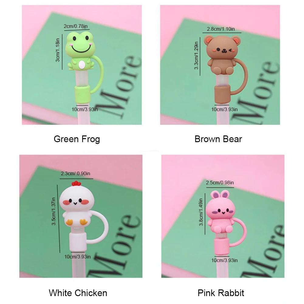 Straw Cover Cap Silicone Straw Topper Dust Proof 4pcs/8pcs Straw Plug Set Cute Cartoon Party Decor Suitable for 10mm Straws
