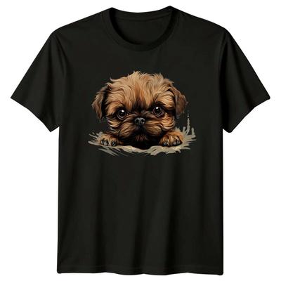 Cute Brussels Griffon Dog Breed Portrait Art Graphic T-Shirt