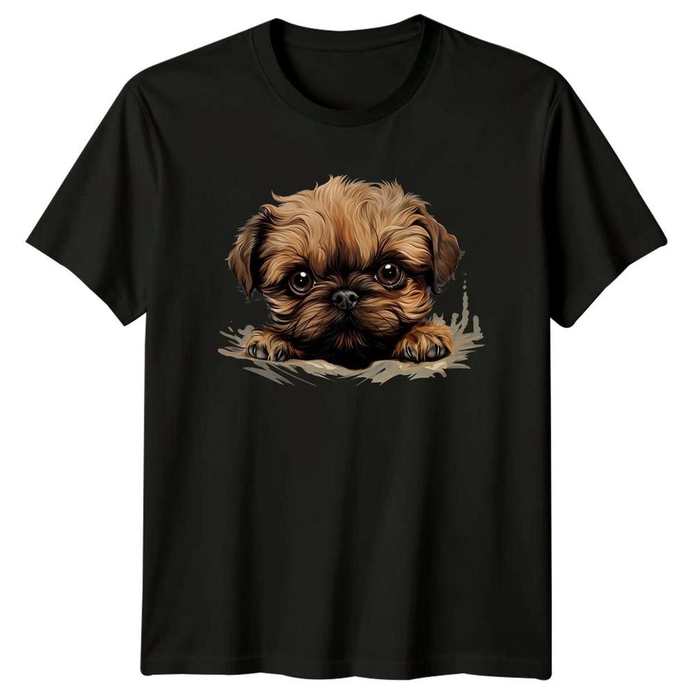 

Cute Brussels Griffon Dog Breed Portrait Art Graphic T-Shirt XL