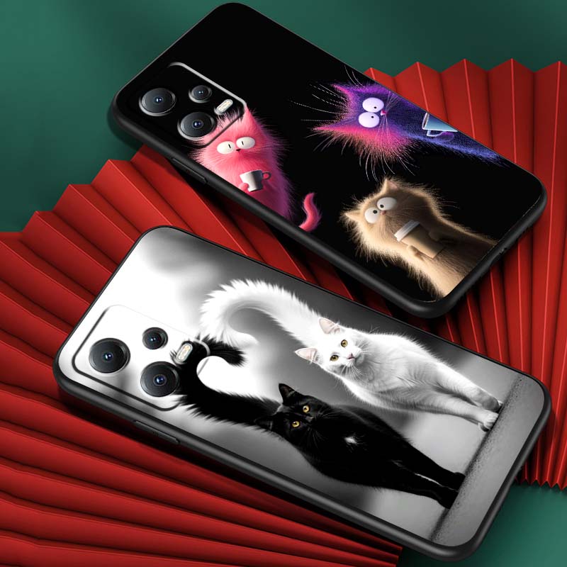 Anime cartoon cat illustration For Xiaomi Redmi Note 15 14 13 12 12S 11E 11 11S Pro Plus 4G 5G Black Soft TPU Phone Case